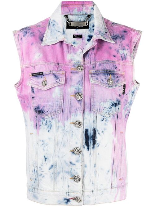 Bleached tie-dye denim jacket - Blue