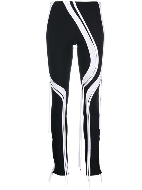 Strappy tie-fastening straps leggings - Black