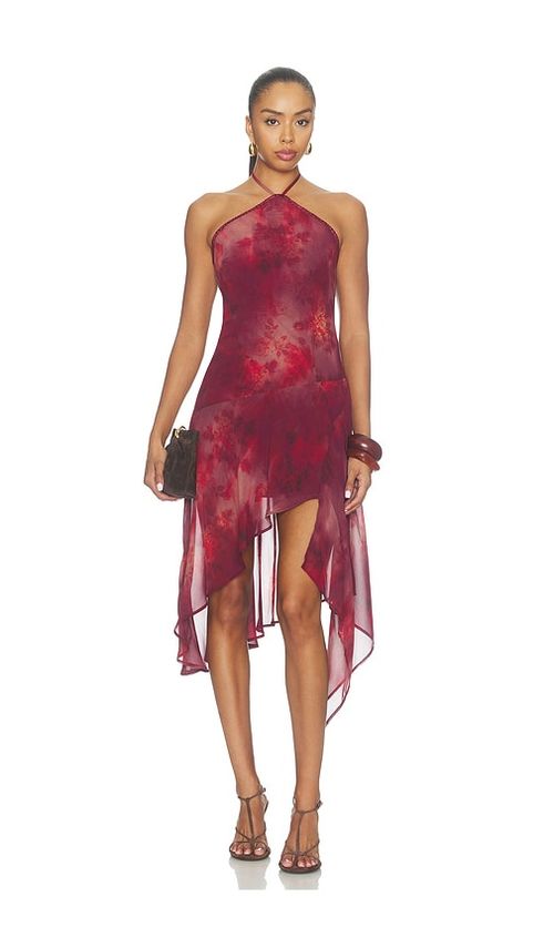 Runaway The Label Angeline Handkerchief Mini Dress in Quinn Cherry. XS also in