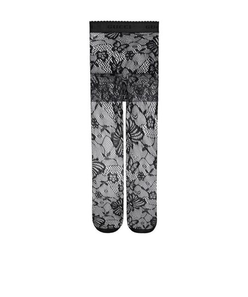 Floral-lace design tights
