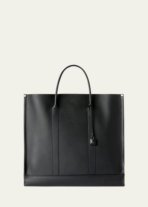 로로피아나 남성 Men's Beam Leather Tote Bag BG_4861165_100106_MBLACK/GUN METAL