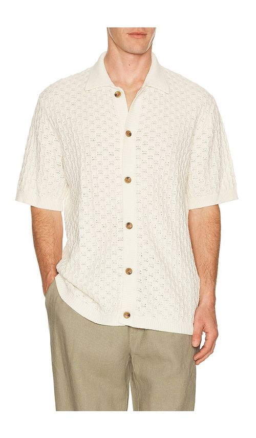 Les Deux Gespertus Knitted Shirt in White. - M also in L, S, XL/1X