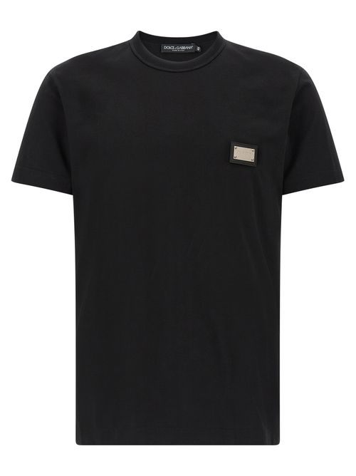 Logo Patch Cotton T-Shirt — Black