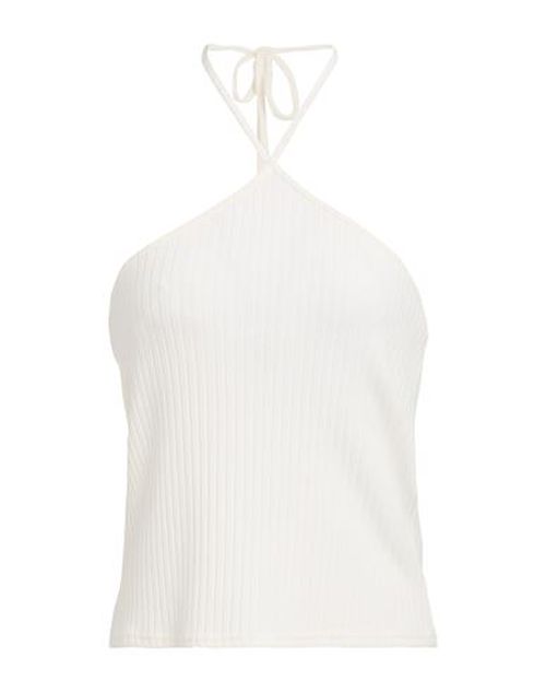 Woman Top White Size L Viscose, Recycled polyester, Elastane