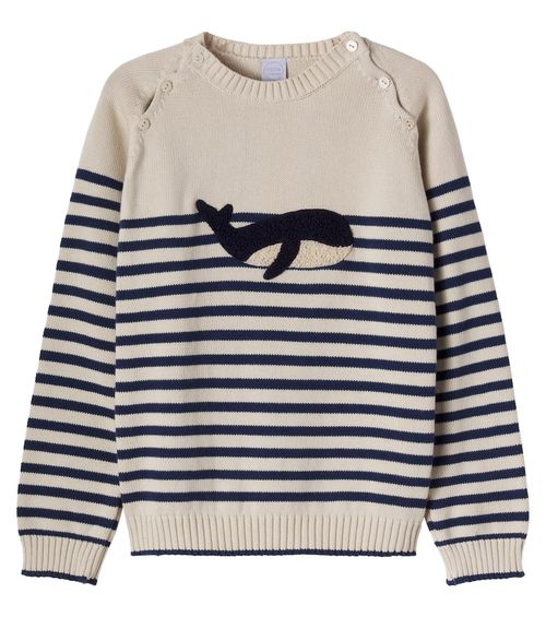 Intarsia striped cotton sweater