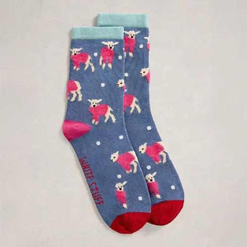 White Stuff Fluffy Ankle Socks Dark Blue