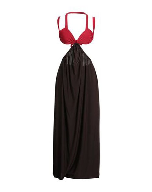Siedrés Woman Maxi dress Dark brown Size L Polyester, Elastane