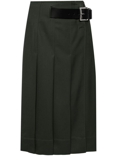 High-waist pleated skirt - Green