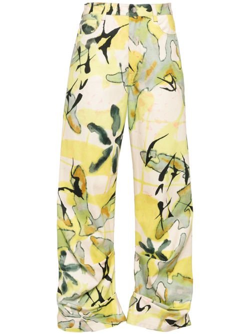 4AM floral dante jeans - Yellow