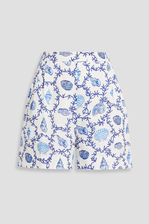 Printed linen shorts - White - UK 8