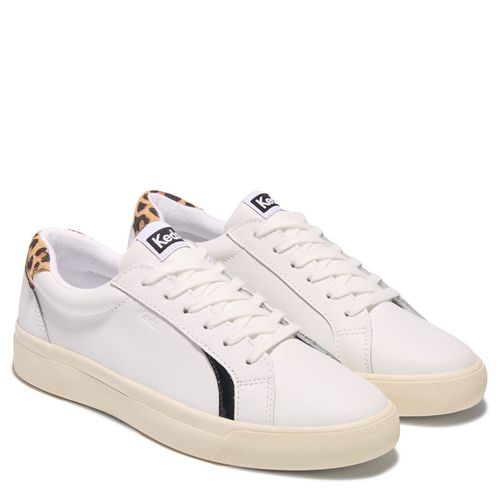 Women's Pursuit Lace Up Sneakers (White/Leopard Leather)