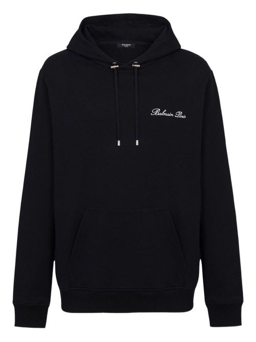 Logo-embroidered hoodie - Black