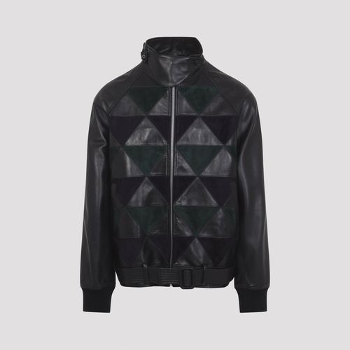 Intarsia Leather Bomber Jacket
