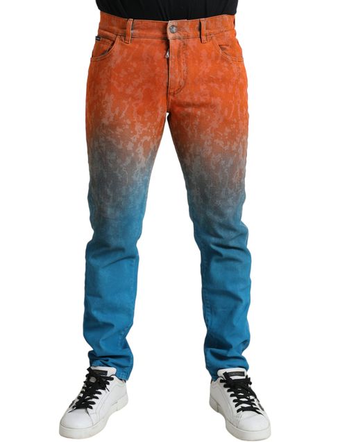 Ombre Dyed Cotton Jeans — Multicolor