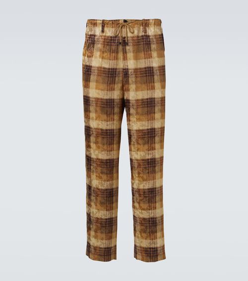 Checked jacquard straight pants