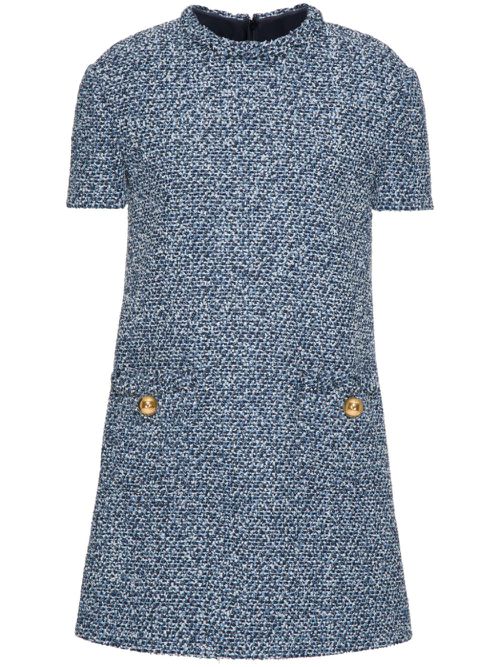 Short-sleeve tweed minidress - Blue