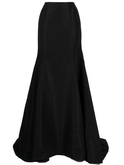 High-waisted trumpet silk skirt - Black