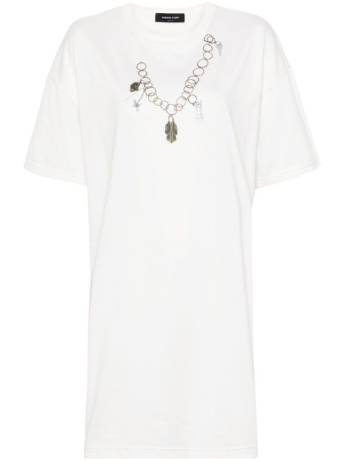 Graphic-print T-shirt minidress - Neutrals