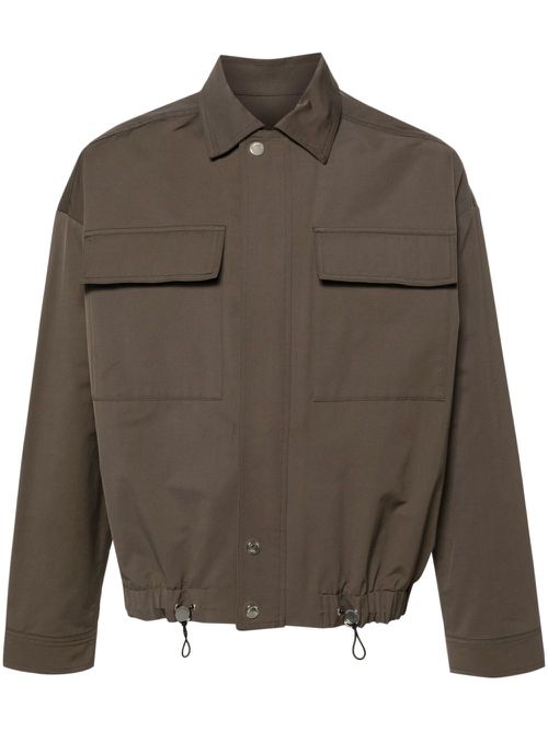 Drawstring twill shirt jacket - Brown