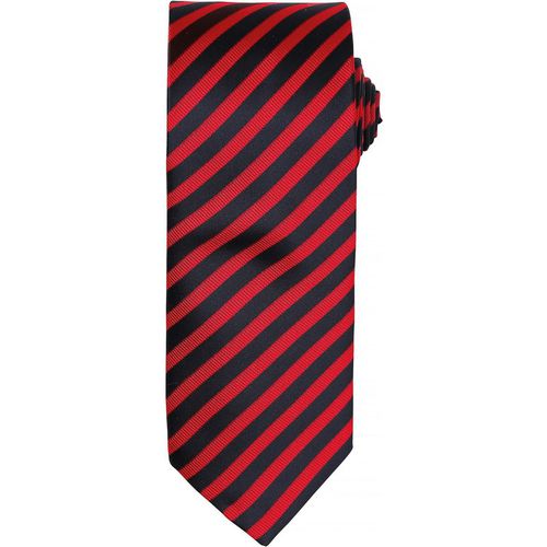 Premier Mens Double Stripe Pattern Formal Business Tie (Red/Black) - One Size