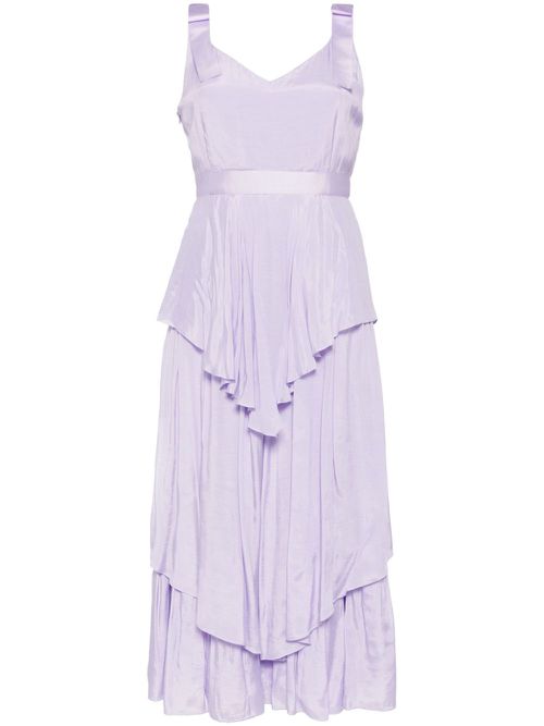 Poplin tiered midi dress - Purple