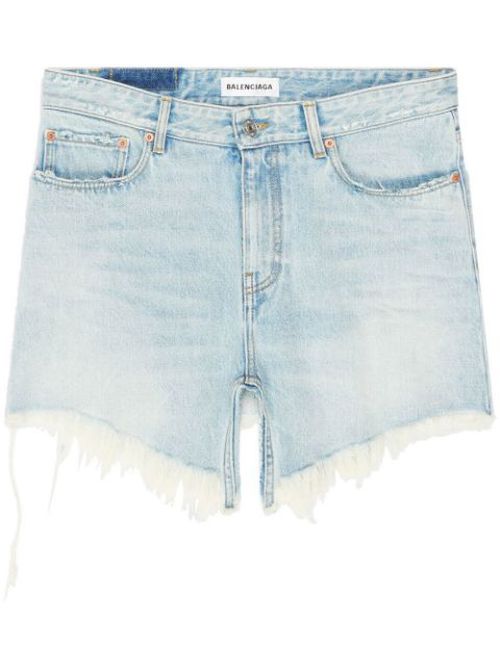 Frayed-hem denim mini skirt