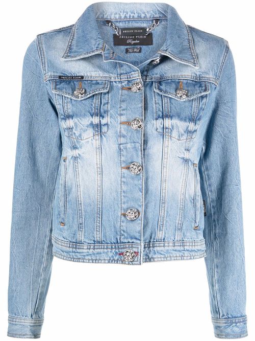 Logo-plaque denim jacket - Blue