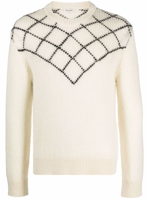 Intarsia-pattern jumper - Neutrals