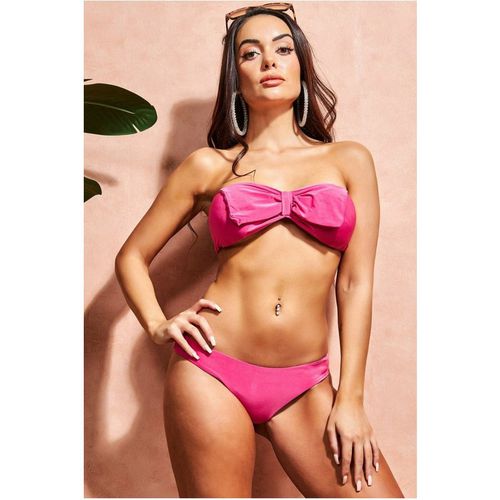 Goddiva Bow Detail Bikini - Cerise