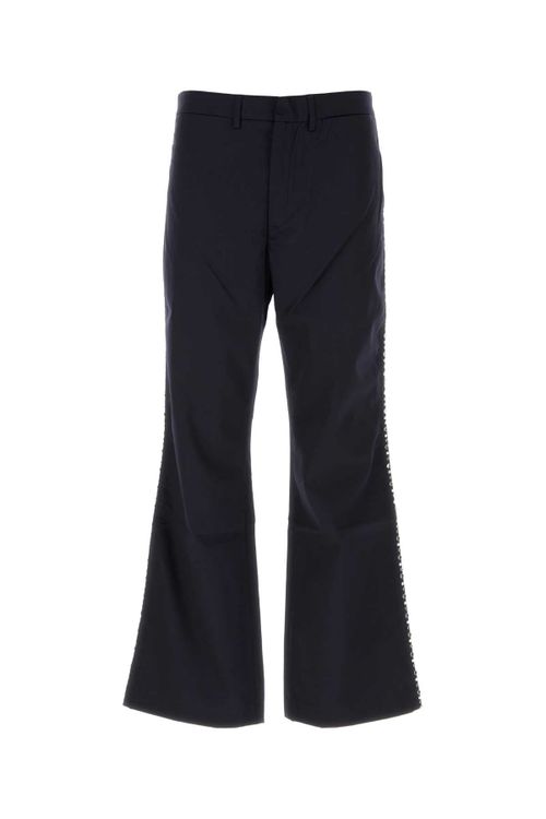 Cotton Flared Trousers — Navy