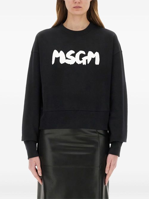 Logo-print cropped sweatshirt - Black