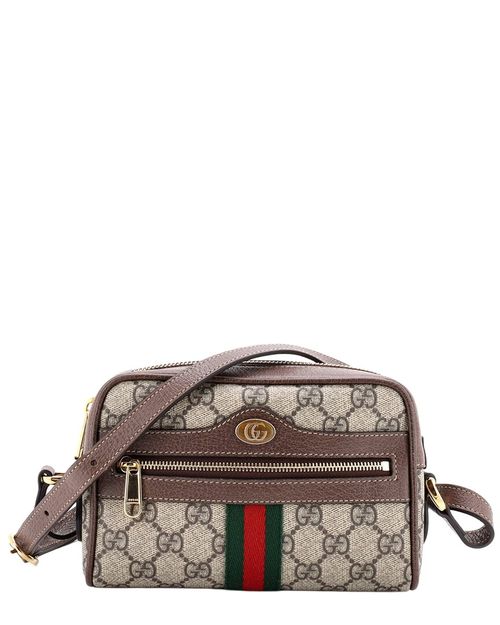 Brown Gg Coated Canvas Ophidia Shoulder Bag Mini (Authentic Pre-Loved)
