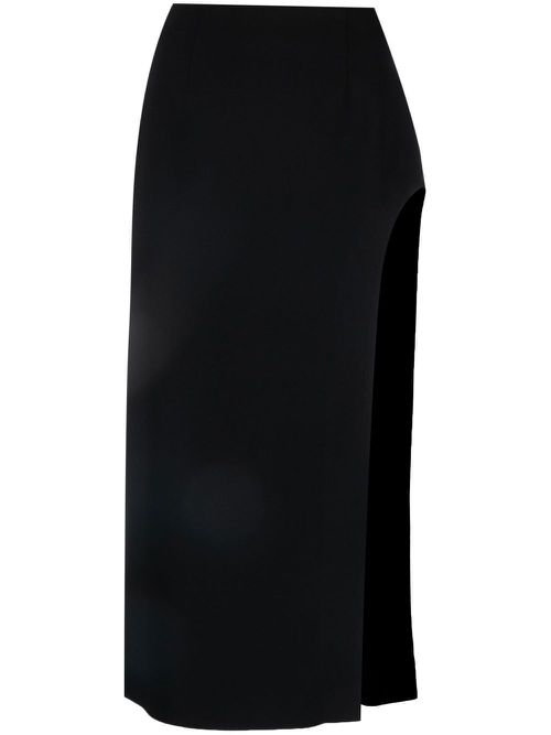 High-waisted side-slit skirt - Black