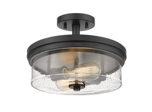 Bohin 2-Light Semi Flush Mount Ceiling Light In Matte Black