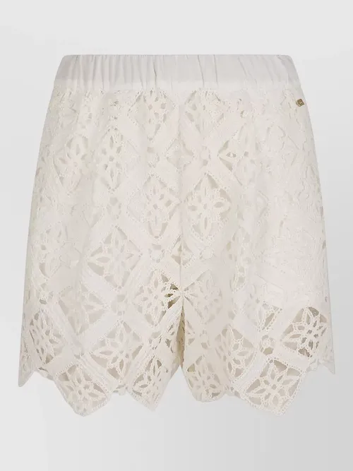 Herno - shorts elastic waistband lace detailing scalloped he
