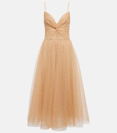 Monique Lhuillier Dotted tulle midi dress