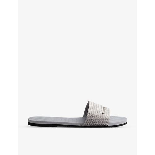 Womens Ice Grey You Malta Striped Woven Sandals