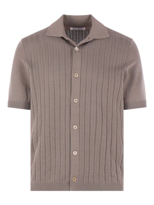 Ribbed Knit Shirt — Taupe