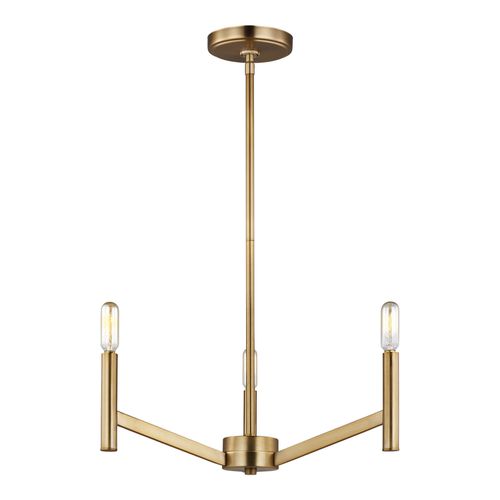Satin Brass Three Light Chandelier from the Vector Collection