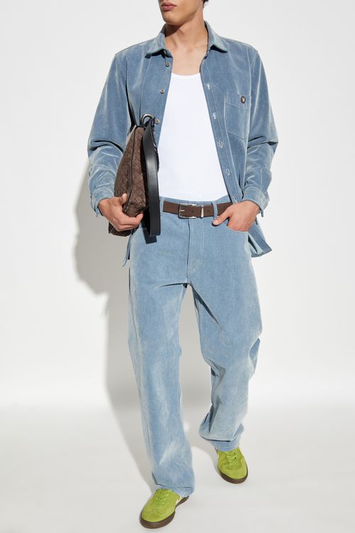 Denim Shirt With Logo, Men's, Blue