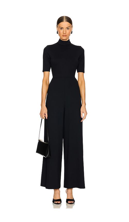 Susana Monaco Mock Neck Short Sleeve Jumpsuit in Black. XS. Also in