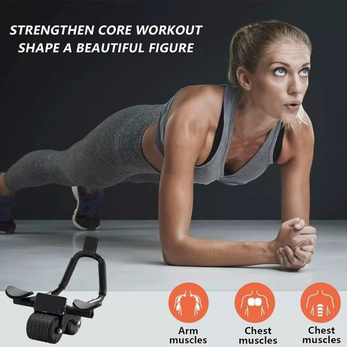 TEMU Adjustable Fitness Roller For Home Workouts - Multi-functional Exercise Equipment With Handles & Ties, Durable Pvc, Space-saving Design For