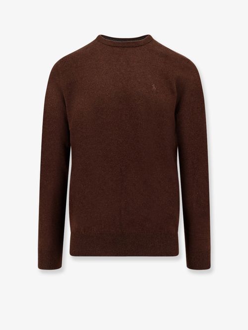 Logo-Embroidered Wool Sweater — Brown