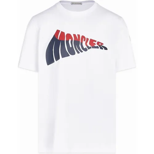 Moncler Men's BRANDED COTTON T SHIRT - White - Size: 40/Regular