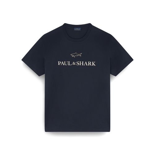 Light cotton jersey T-shirt with print, Man, Blue Nights-gold