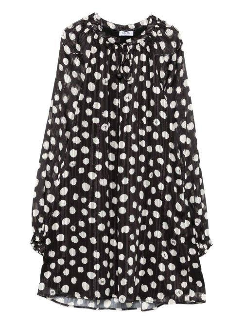 Polka-dot tie-neck dress - Black