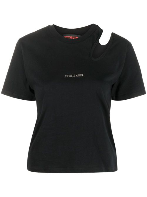 Cut-out detail organic cotton T-shirt - Black