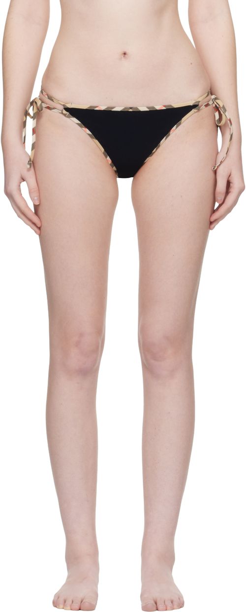 Black Check Trim Bikini Bottom