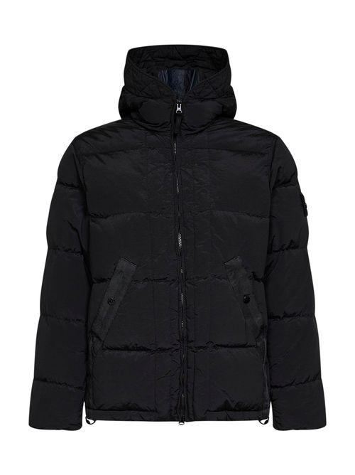 Nylon Metal Hooded Down Jacket — Black