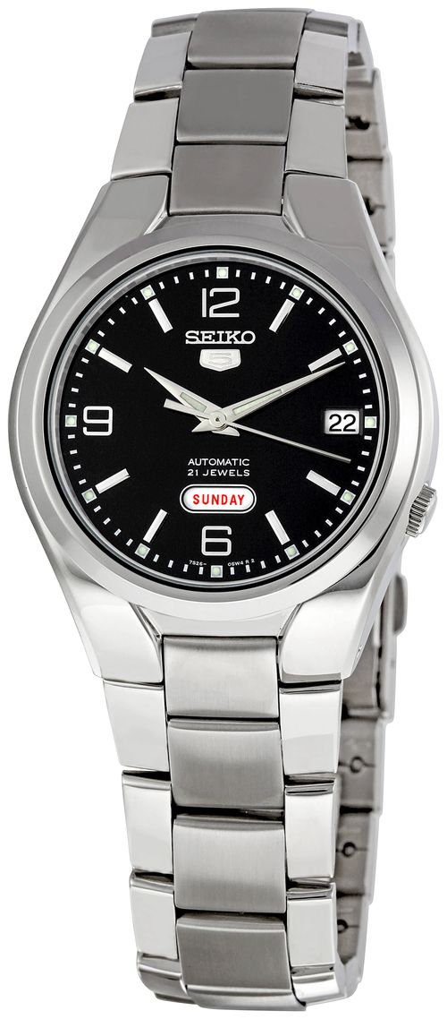 5 Black Dial Stainless Steel Mens Watch SNK623